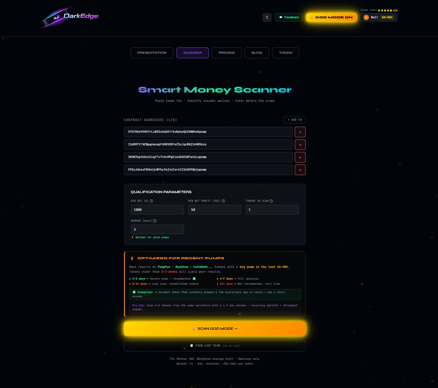 DarkEdge God Mode Scanner